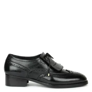 Wingtip Leather Fringed Design Oxford Shoes