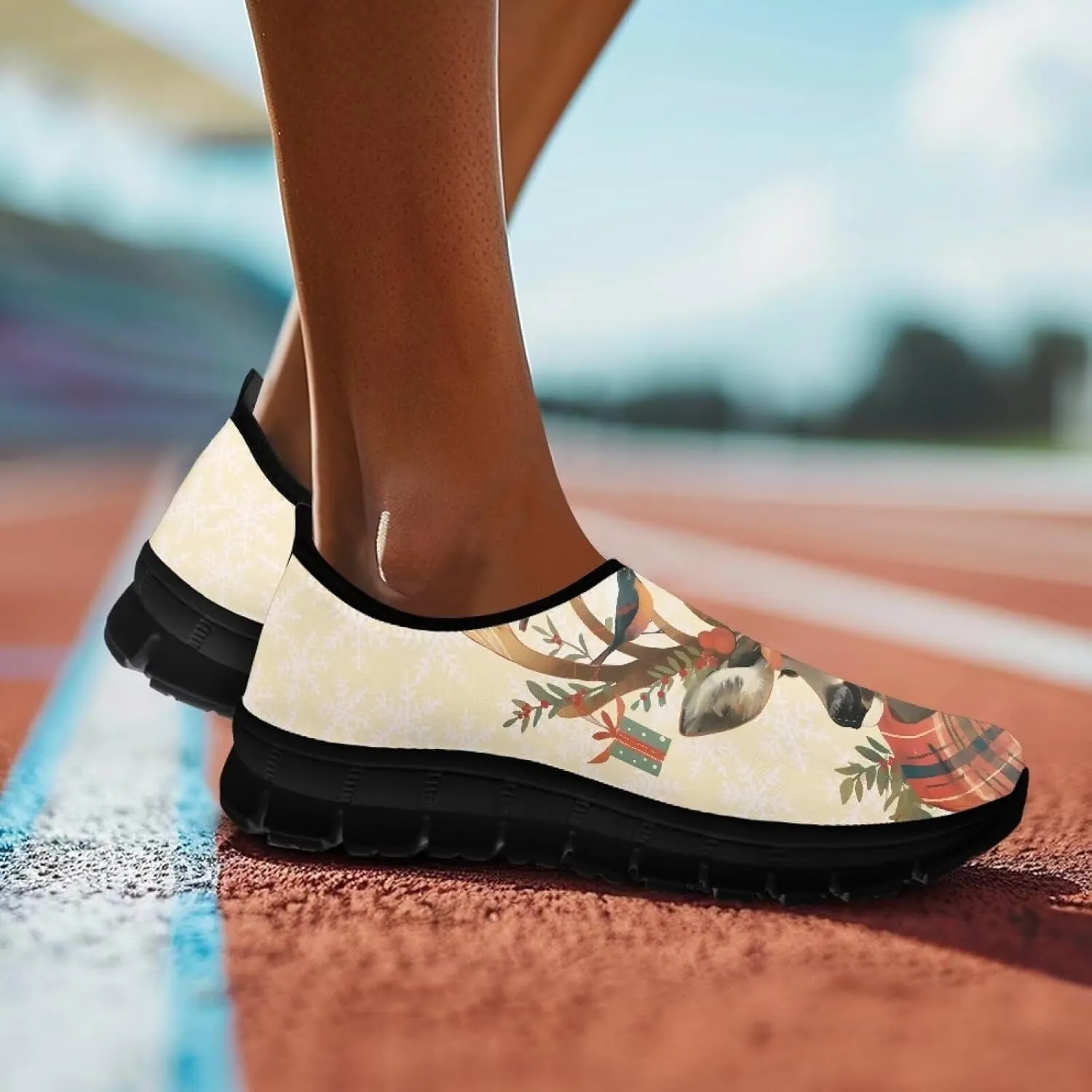 Women Sports Air Running Sneakers Lightweight Slide-in Casual Walking Shoes（Black Sole）