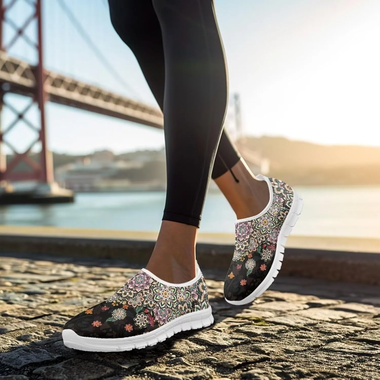 Women Sports Air Running Sneakers Lightweight Slide-in Casual Walking Shoes（White Sole）