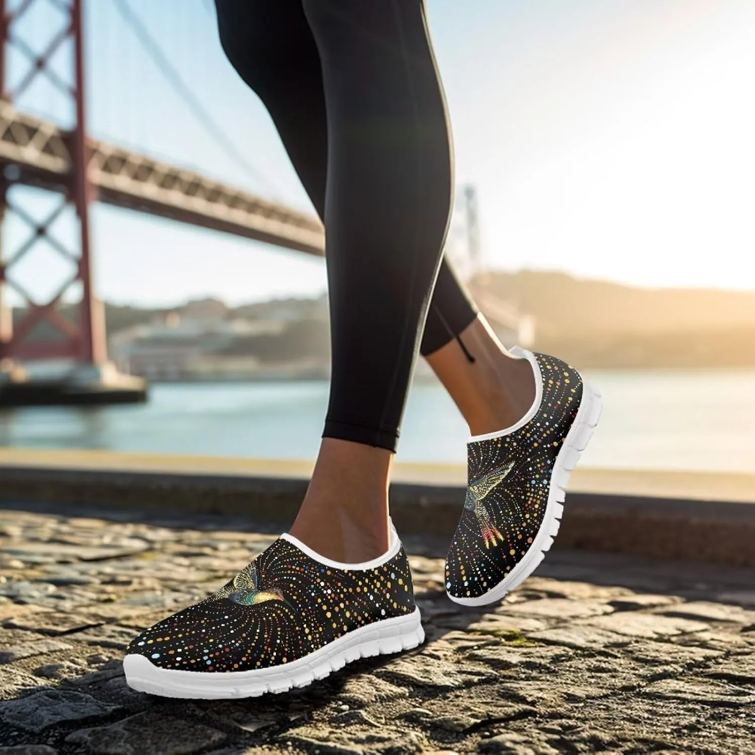 Women Sports Air Running Sneakers Lightweight Slide-in Casual Walking Shoes（White Sole）