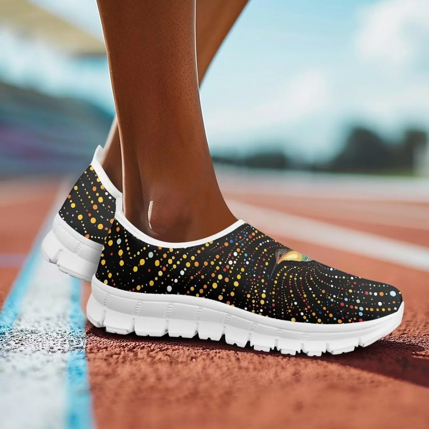 Women Sports Air Running Sneakers Lightweight Slide-in Casual Walking Shoes（White Sole）