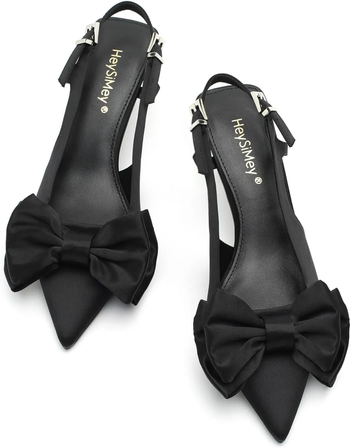 Women's Bow Slingback Pumps Women Dressy Comfortable Kitten Heels with Genuine Leather Insole Womens Closed Heeled Sandal for Dress Party Comfortable Footwear