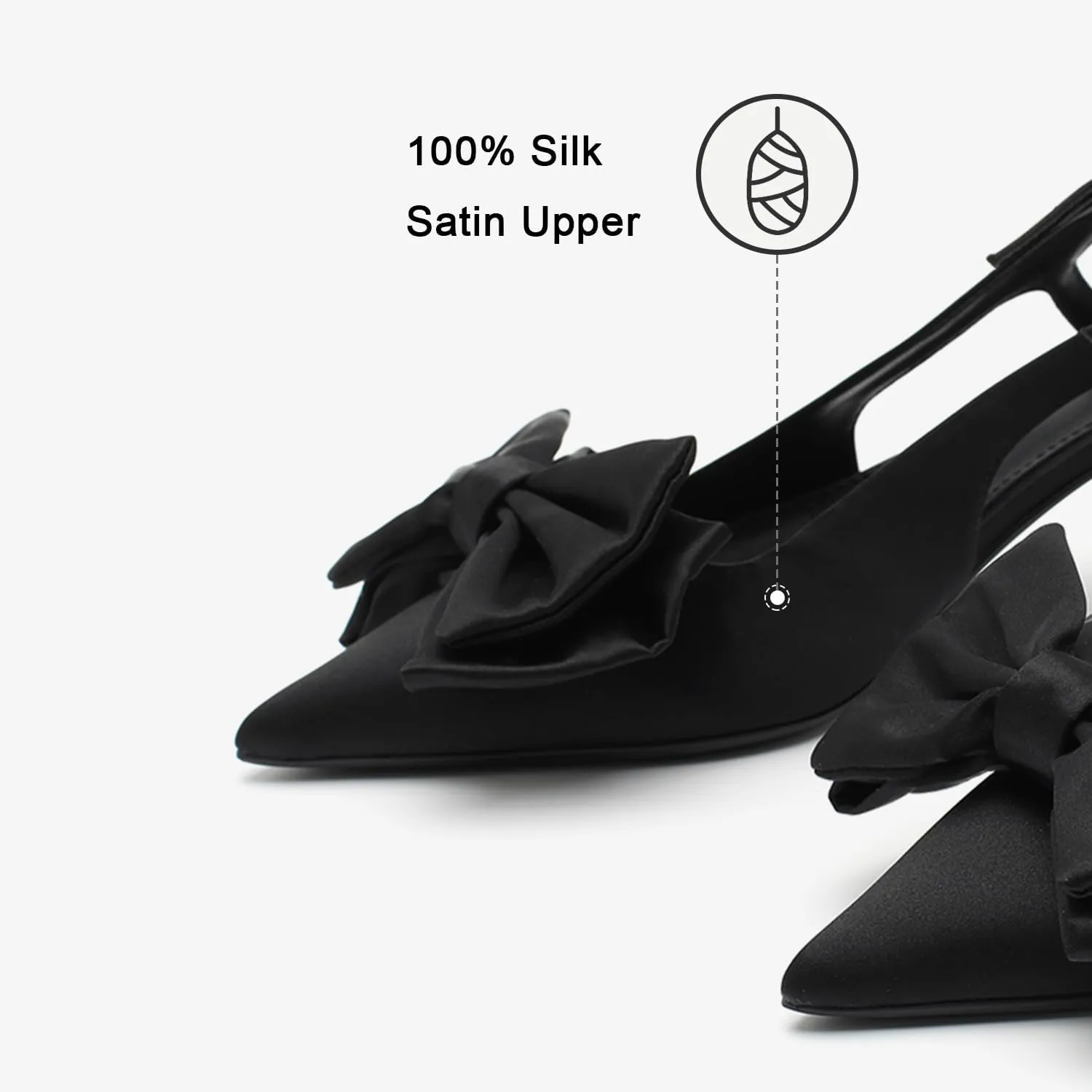 Women's Bow Slingback Pumps Women Dressy Comfortable Kitten Heels with Genuine Leather Insole Womens Closed Heeled Sandal for Dress Party Comfortable Footwear