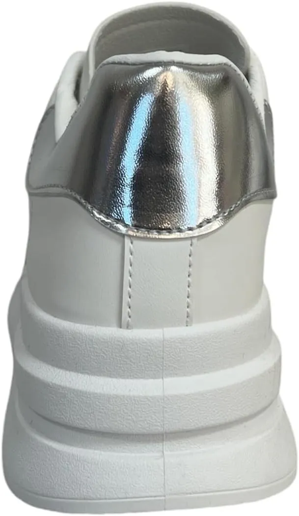 Women's Casual Sneakers with Leopard Print Accents, Lace-up, White, 'C'est la Vie' Text