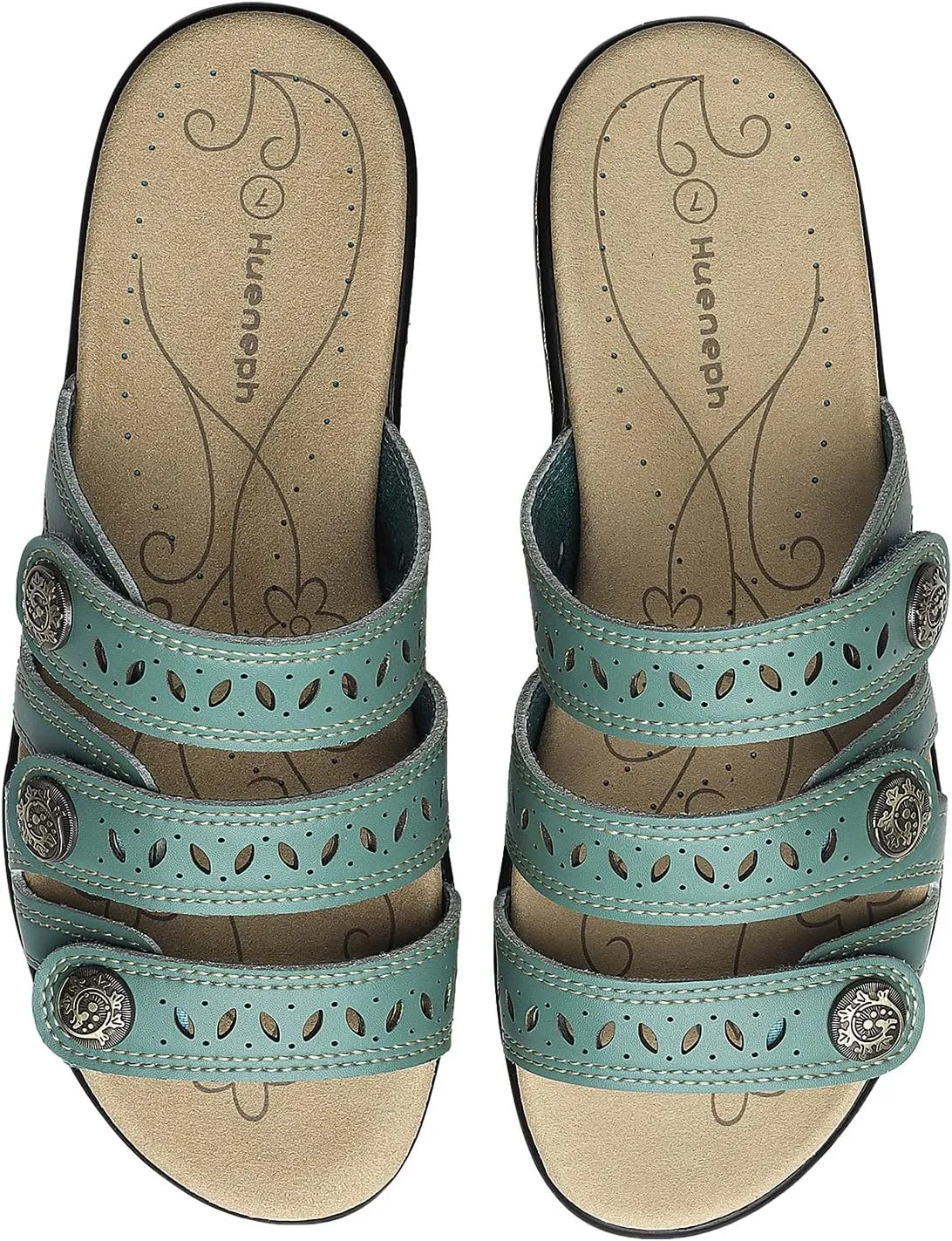 Women's Comfort Leather Slides Lightweight Flat Sandals Cute Slip On Casual Walking Slippers