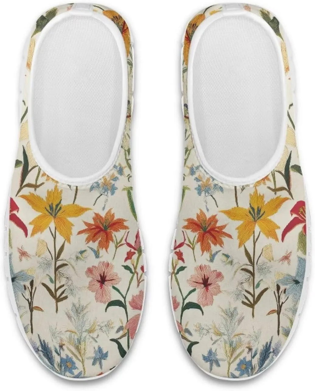 Women's Floral Print Sneaker Casual Low-Top Comfortable Outdoor Shoes Breathable Slip On Anti-Skid Tennis Sneaker for Ladies US 5.5-11.5