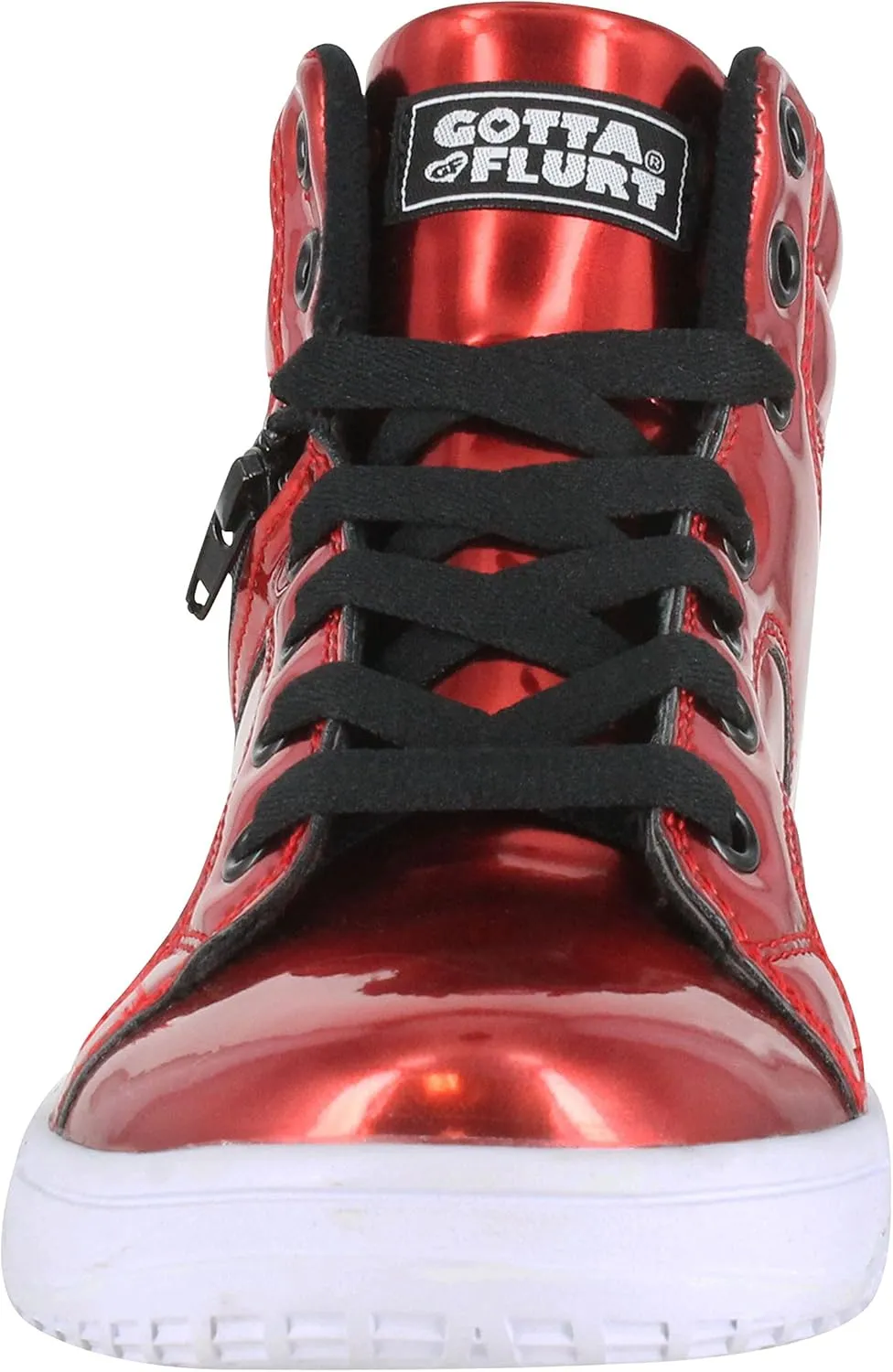 Women's Gamma Mid Top Shinning Patent PU Fashion Sneakers Lace-Up Dance School Student Shoes for Women