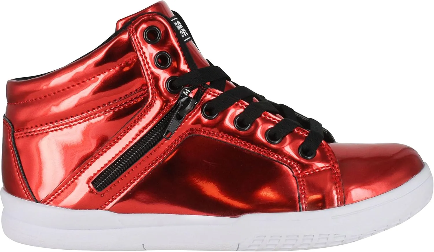 Women's Gamma Mid Top Shinning Patent PU Fashion Sneakers Lace-Up Dance School Student Shoes for Women