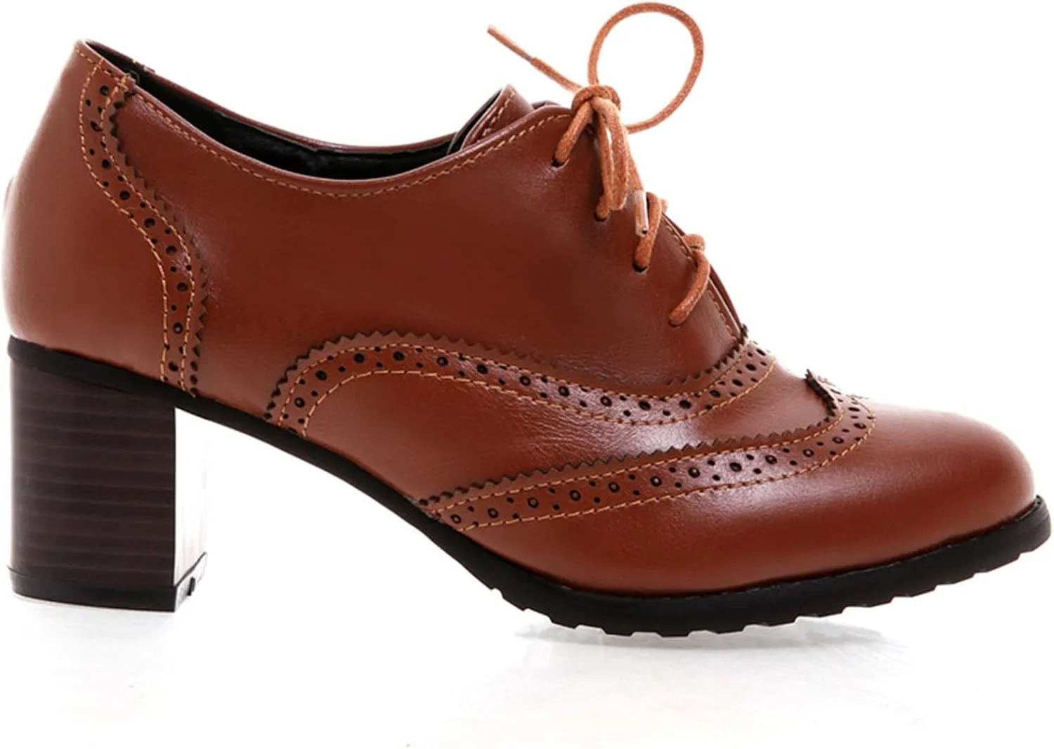 Womens High Heel Pumps Lace Up Oxfords Brogues Shoes