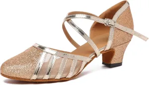 Womens Low Heel Dancing Shoes T-Strap Latin Pumps Party Wedding Heels X2040
