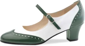 Women's Mary Jane Kitten Heel Two Tone Splicing Wingtip Pumps Closed Round Toe 1.8 Inch Chunky Heel with Ankle Strap Oxford Style Party Office Lady Dress Pumps Shoe