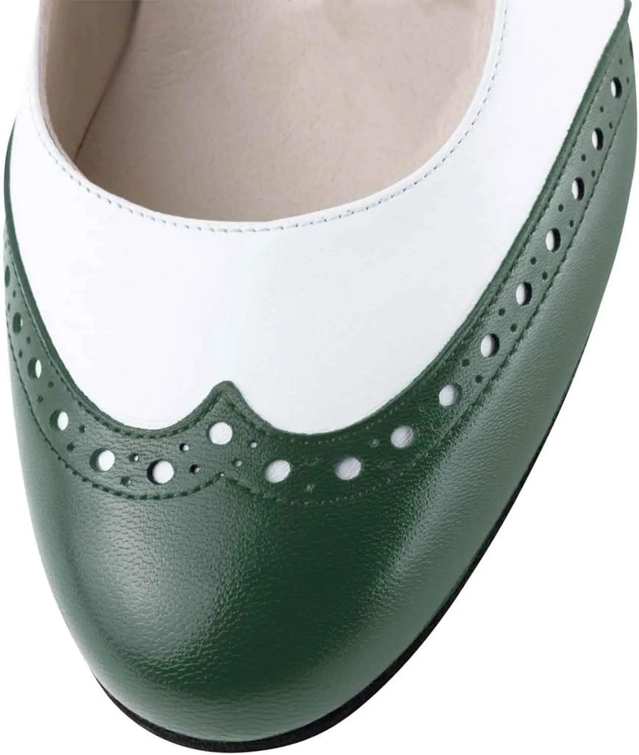 Women's Mary Jane Kitten Heel Two Tone Splicing Wingtip Pumps Closed Round Toe 1.8 Inch Chunky Heel with Ankle Strap Oxford Style Party Office Lady Dress Pumps Shoe