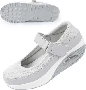 Womens Mesh Walking Shoes Working Nurse Shoes Non-Slip Adjustable Breathable Wedges Slip-on Mary Janes Sneaker Fitness Casual Nursing Orthotic Arthritis,Diabetes,Plantar Fasciitis,Lightweight Shoes
