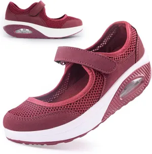 Womens Mesh Walking Shoes Working Nurse Shoes Non-Slip Adjustable Breathable Wedges Slip-on Mary Janes Sneaker Fitness Casual Nursing Orthotic Arthritis,Diabetes,Plantar Fasciitis,Lightweight Shoes