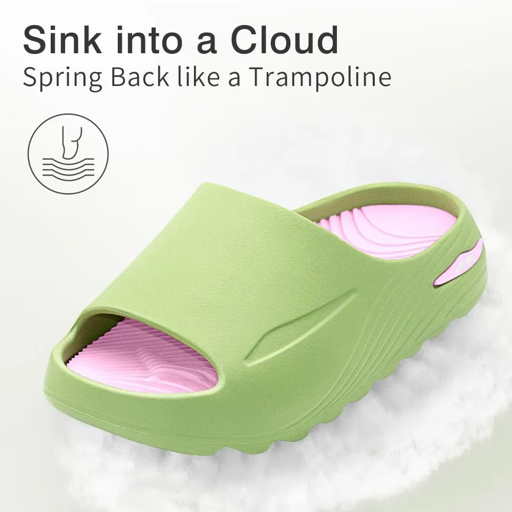 Womens Recovery Slide Sandals with Comfortable Plantar Fasciitis Arch Support Orthotic, Odorless, Non Slip, Lightweight, Thick Cushion Slippers for House, Outdoor Walking