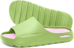 Womens Recovery Slide Sandals with Comfortable Plantar Fasciitis Arch Support Orthotic, Odorless, Non Slip, Lightweight, Thick Cushion Slippers for House, Outdoor Walking
