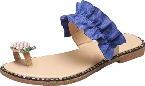 Womens S Slippers Women's Pearl Pineapple Rhinestone Flat Sandals Crystal Bohemian Slides Slippers for Women Hard