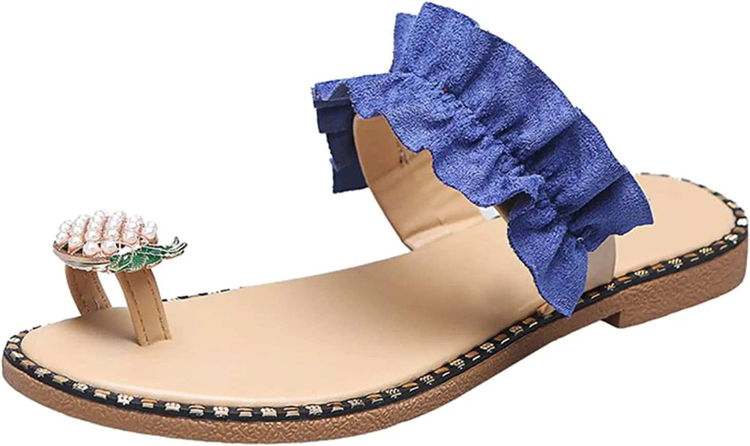 Womens S Slippers Women's Pearl Pineapple Rhinestone Flat Sandals Crystal Bohemian Slides Slippers for Women Hard