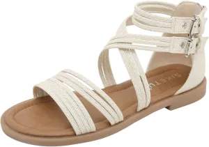 Women's Sandals Strappy Ankle Strap Dressy Flats Open Toe Daily Casual Comfortable Summer Beach Work Office Flat Sandals