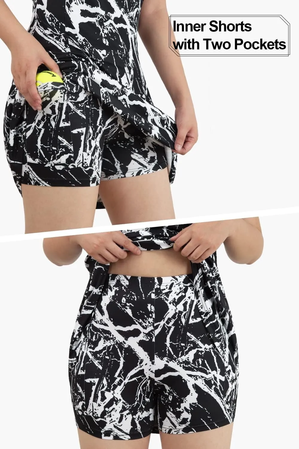 Womens Sleeveless Golf Tennis Dresses with Inner Shorts＆Pockets for Workout Exercise
