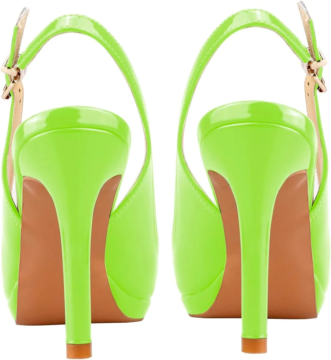 Women's Stylish Peep Toe Bowknot Adjustable Buckle Backstrap Slingback High Heel Dress Pumps Sexy Patent Leather Platform Stiletto Heel Sandals for Women Party Wedding