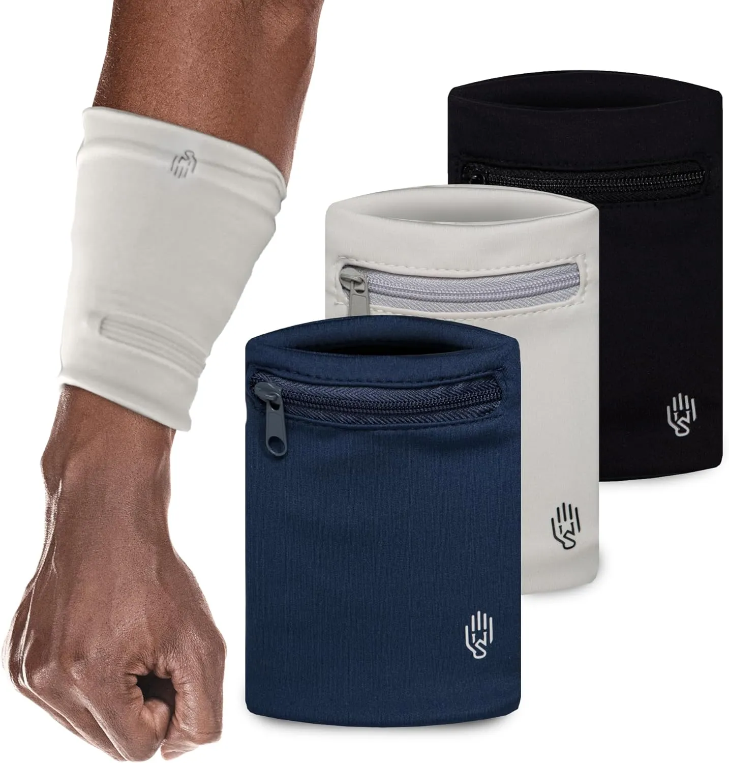 Wristband, Lightweight Wallet Wristband for Running, Hiking, Workout, RFID Zipper Pouch for Cash, Cards and Small Essentials, 3 Pack