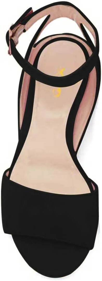 XYD Strappy Low Heel Sandal Pumps for Women Open Toe Ankle Strap Slingback Chunky Heeled Dressy Shoes