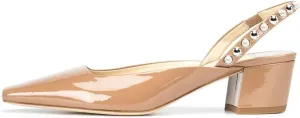 XYD Women Chunky Block Low Heels Slingback Pumps Square Closed Toe Slip On Sandal Party Dress Office Shoes