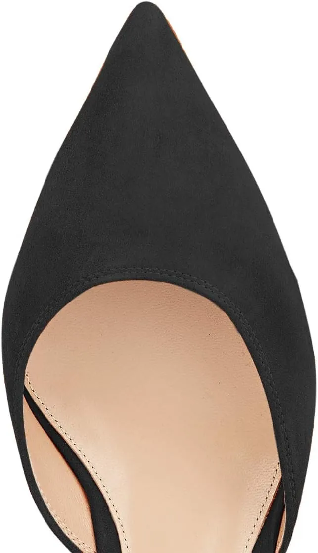 XYD Women Office Pointed Toe Kitten Low Heel Sandals Ankle Straps D' Orsay Pumps PVC Dress Shoes